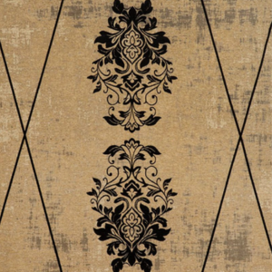 Palmanova Machine-Woven Carpet with Central Damask, Black/Gold