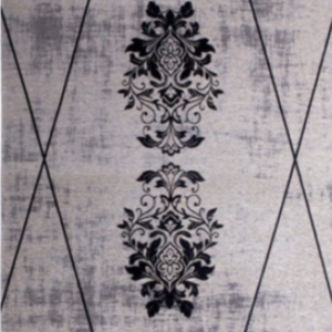 Palmanova Machine-Woven Carpet with Central Damask, Black/Silver